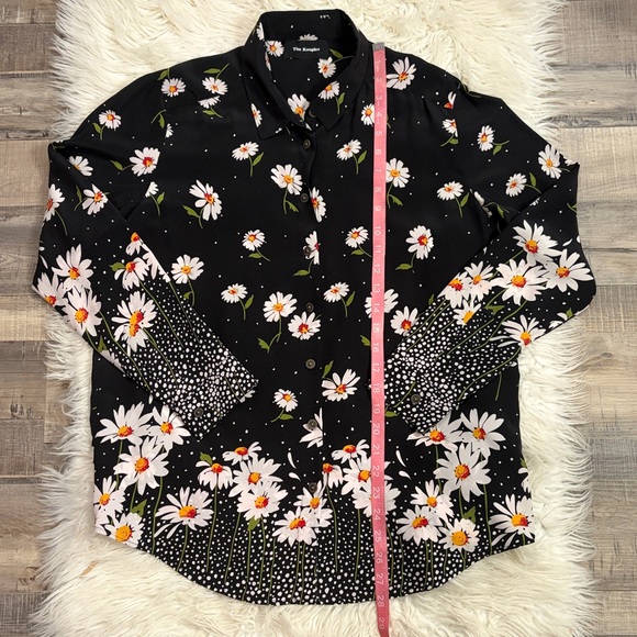 The Kooples 100% silk button front daisy print shirt blouse top M - Picture 8 of 10